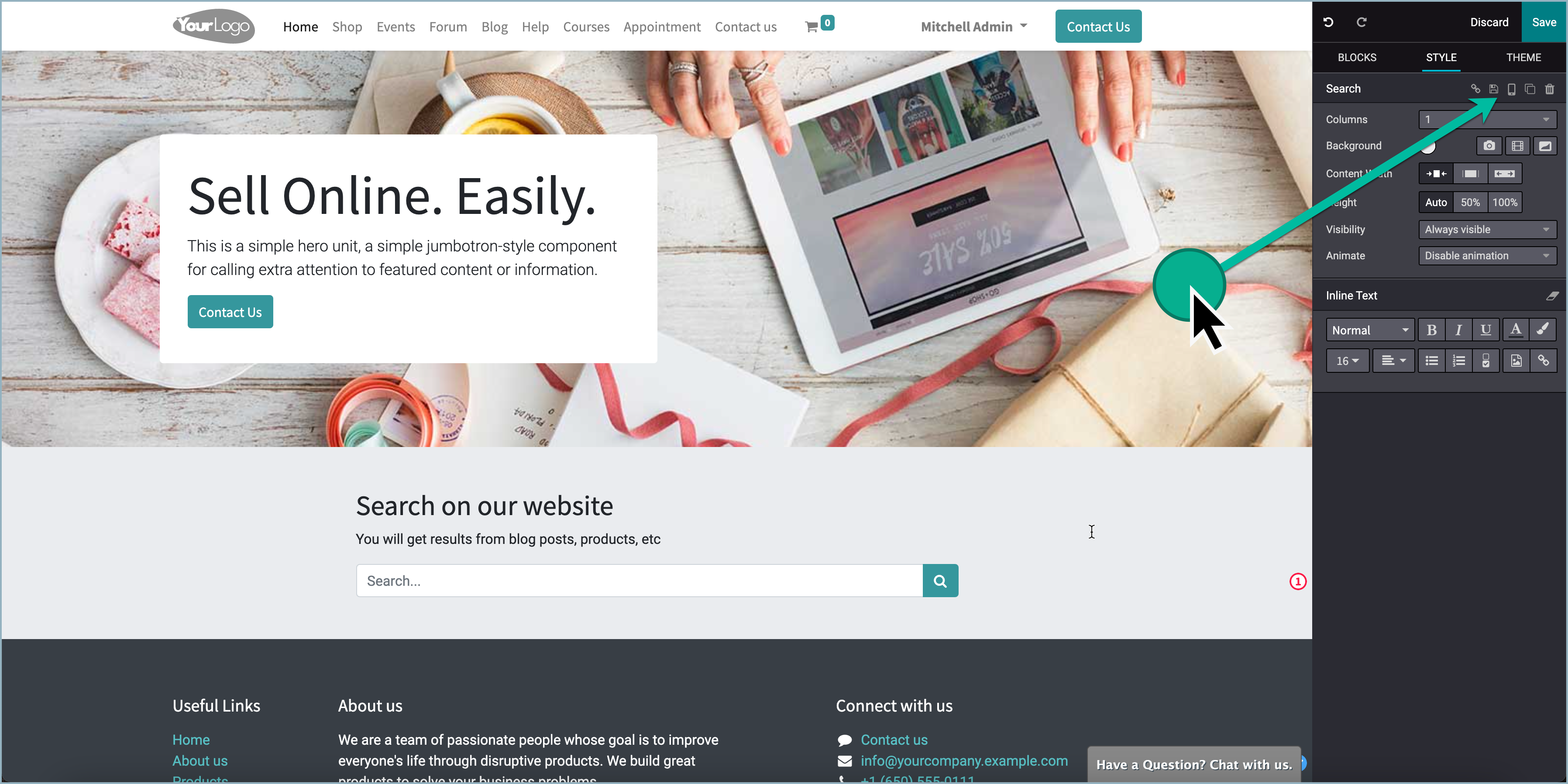 Optie om inhoud te verbergen voor mobiel