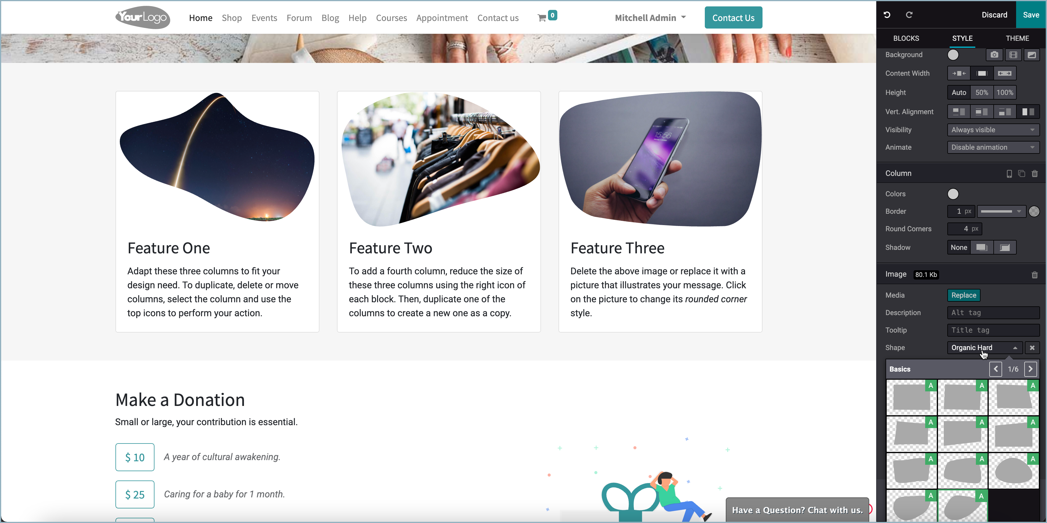Odoo - Geef vormen aan afbeeldingen