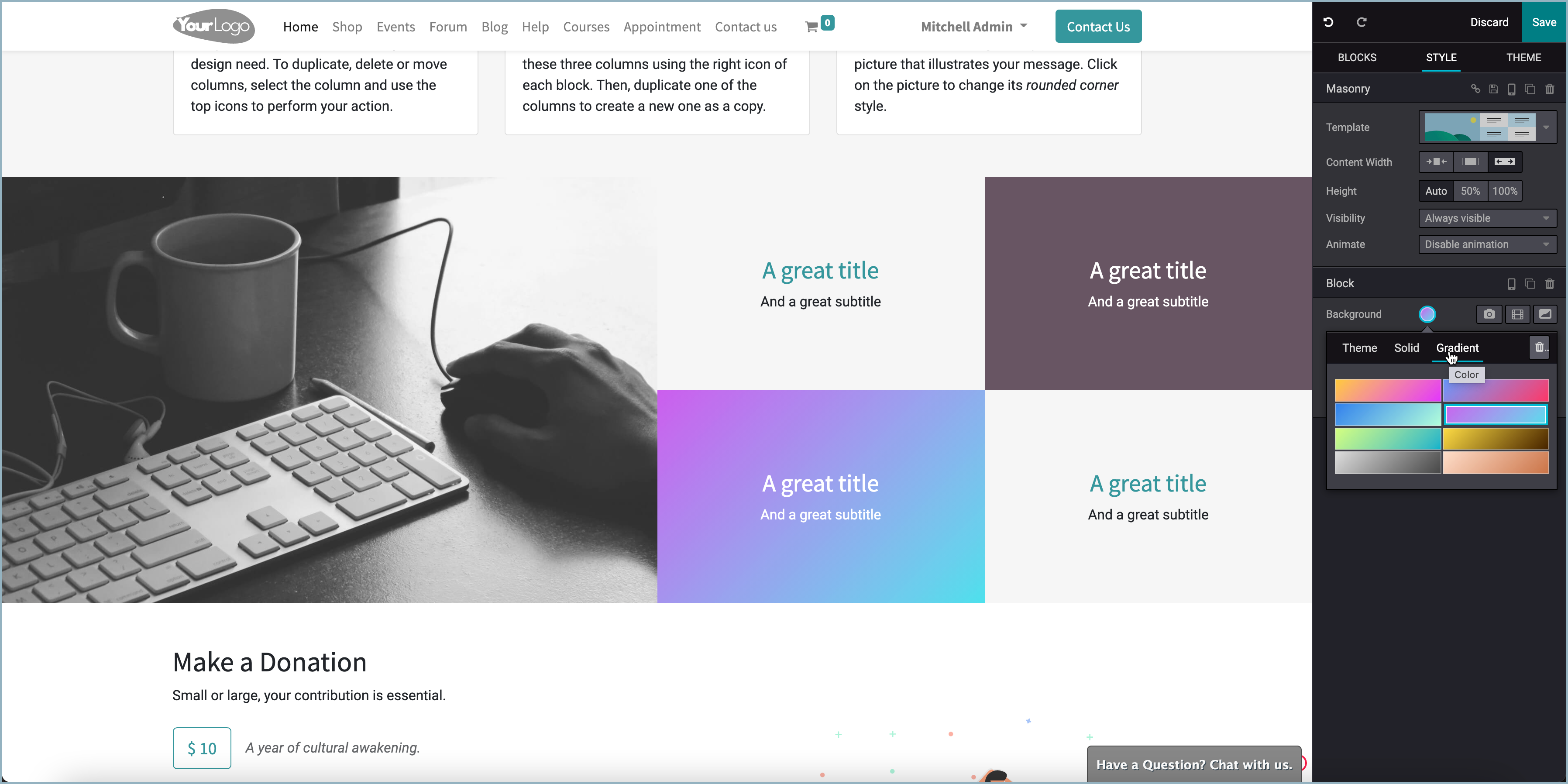 Odoo - Kleurverlopen instellen