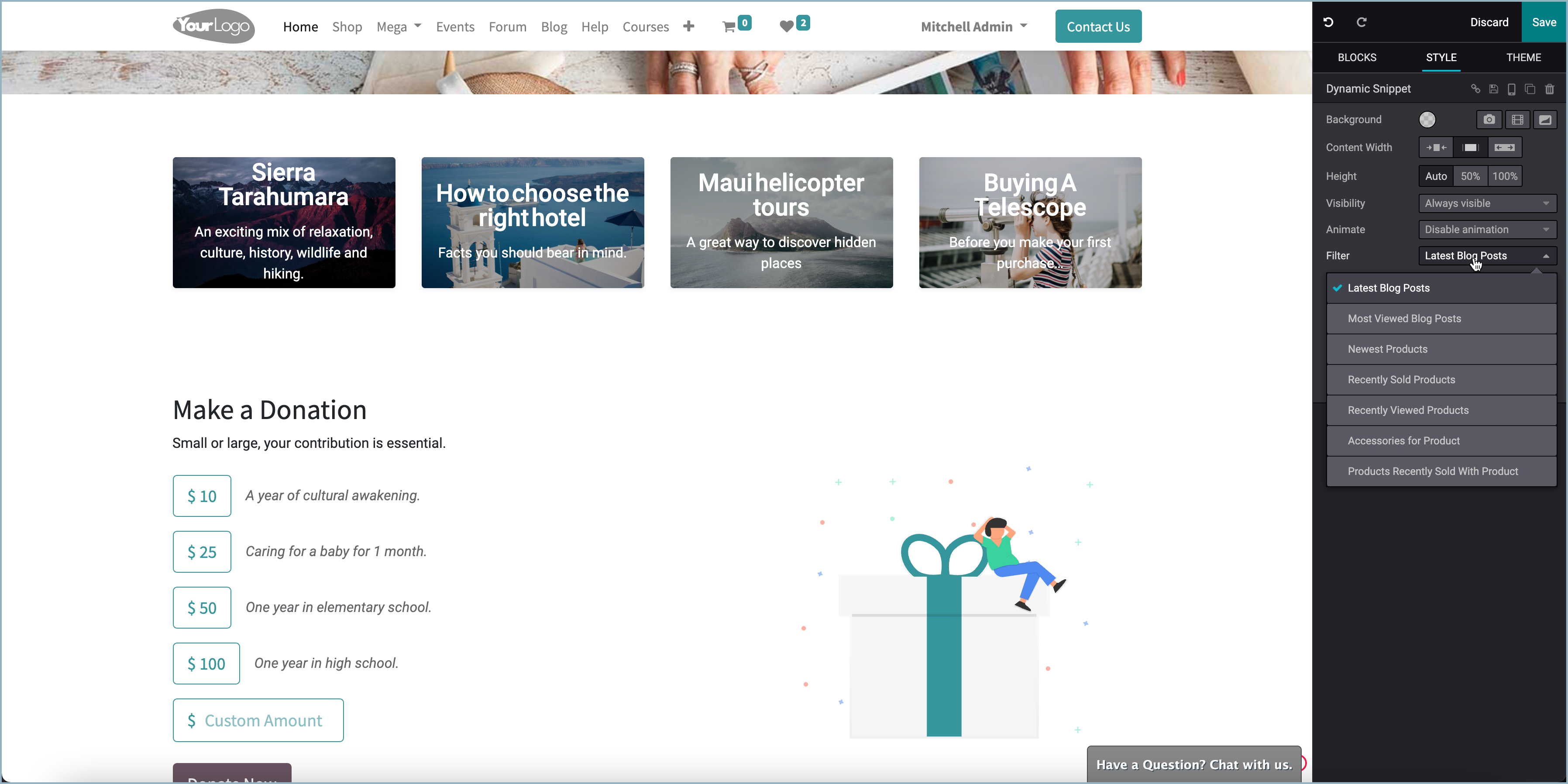 Odoo - Laatste blog post bouwblok