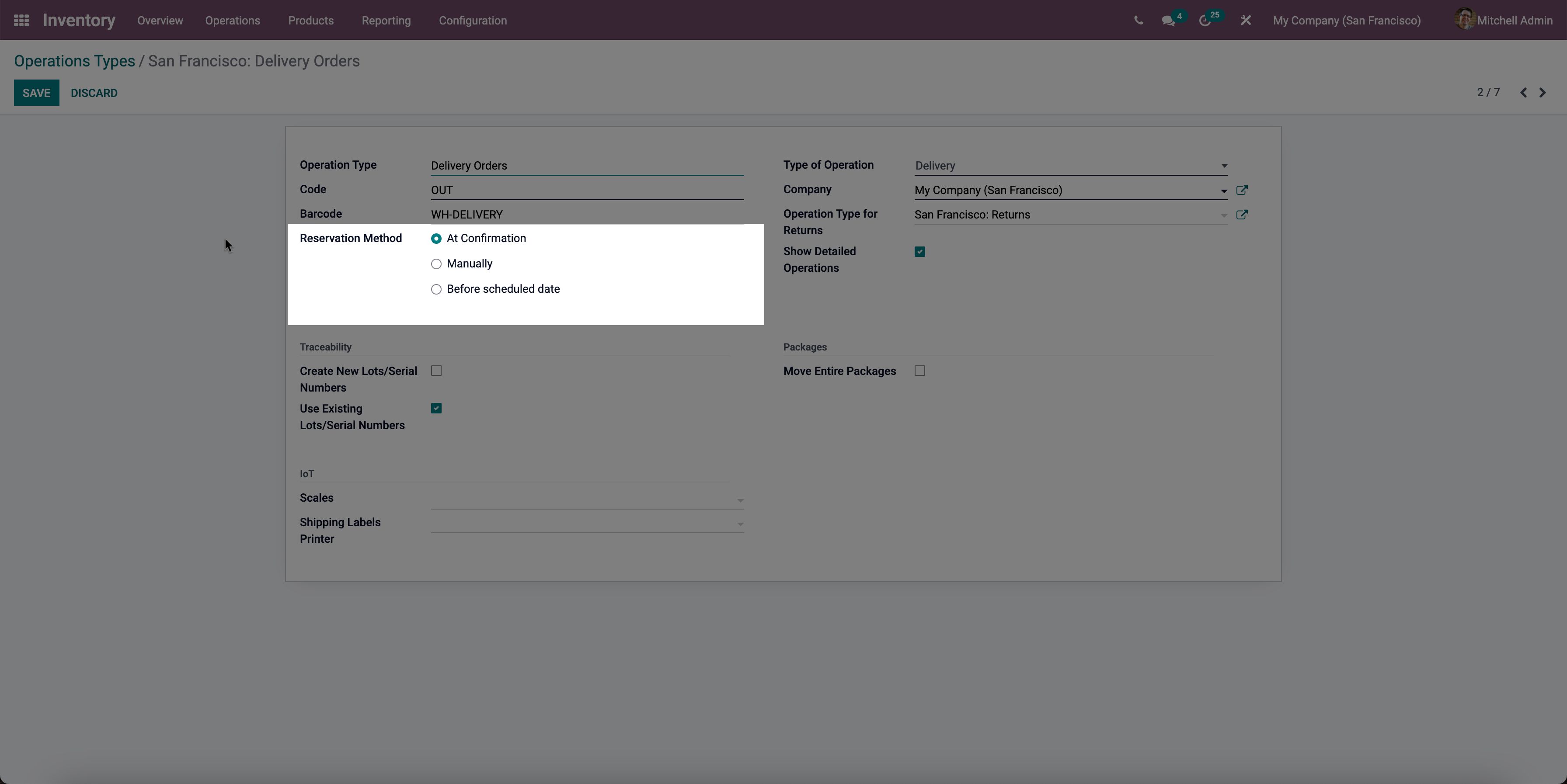 Odoo Voorraad reserverenopties