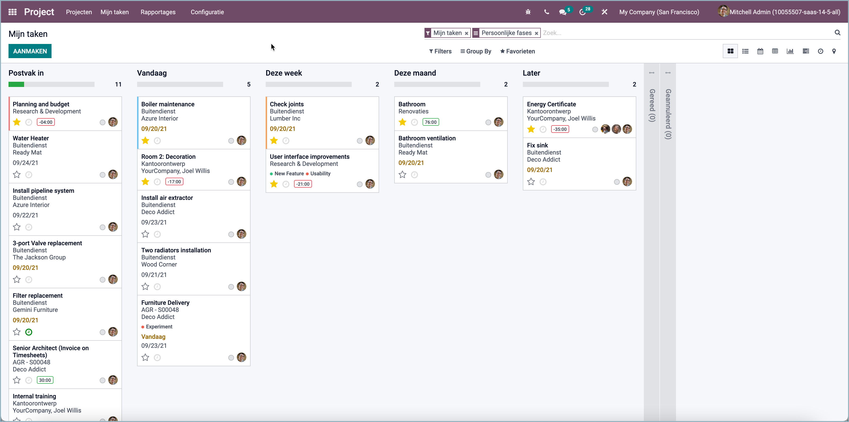 Odoo Personal stages