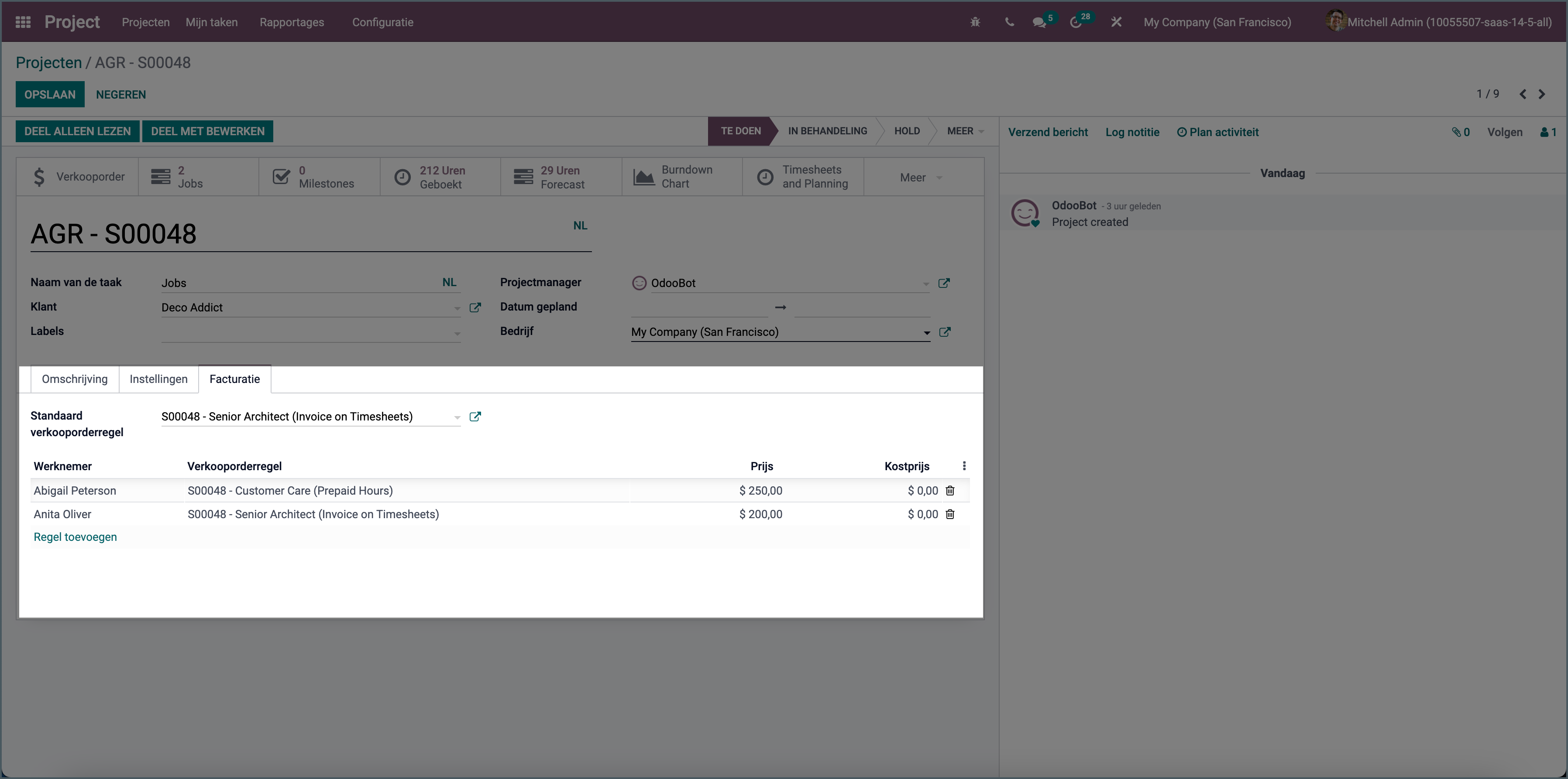 Different rates for project employees
