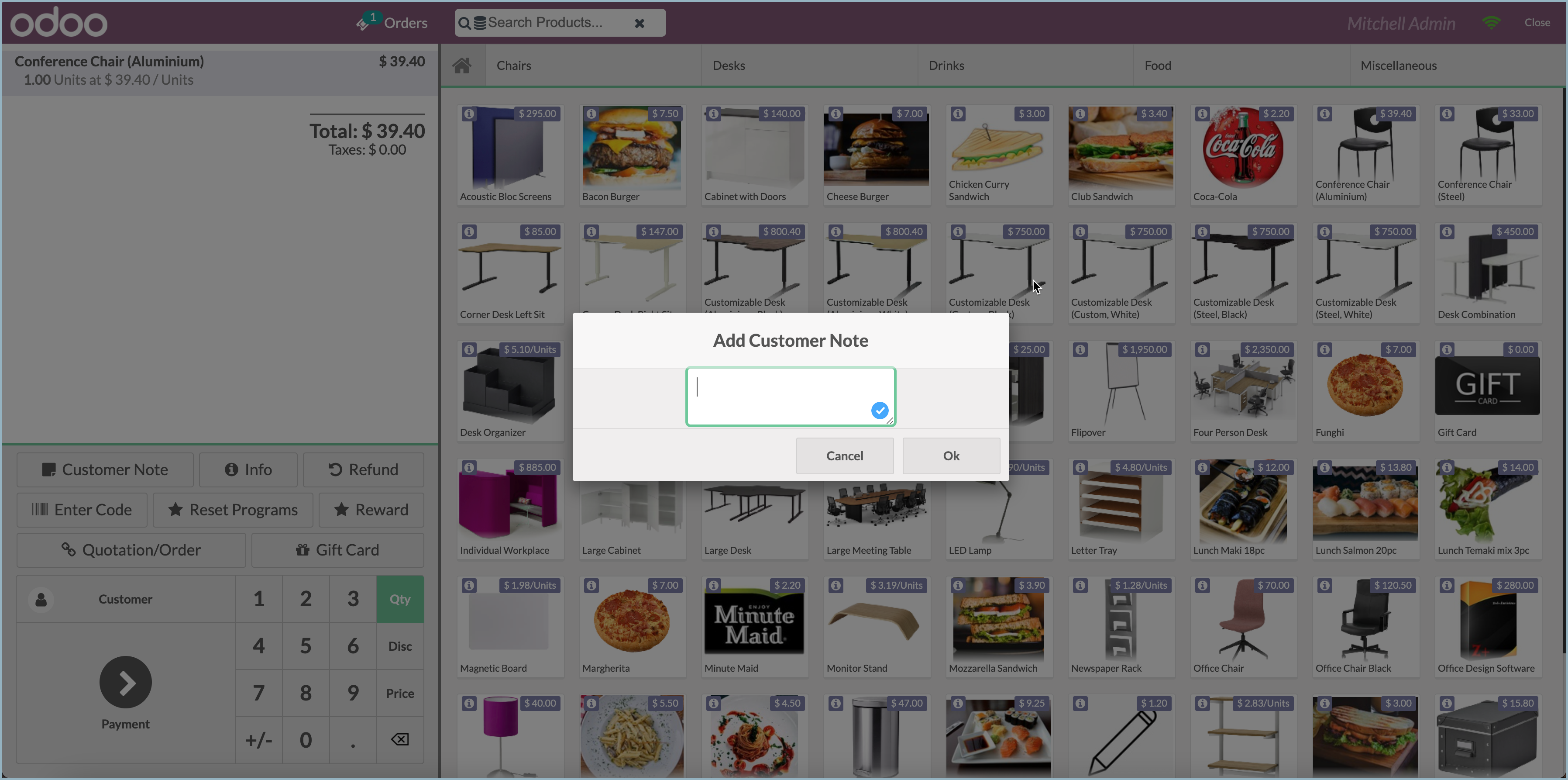 Odoo - Voeg notities toe aan je kassa-orders