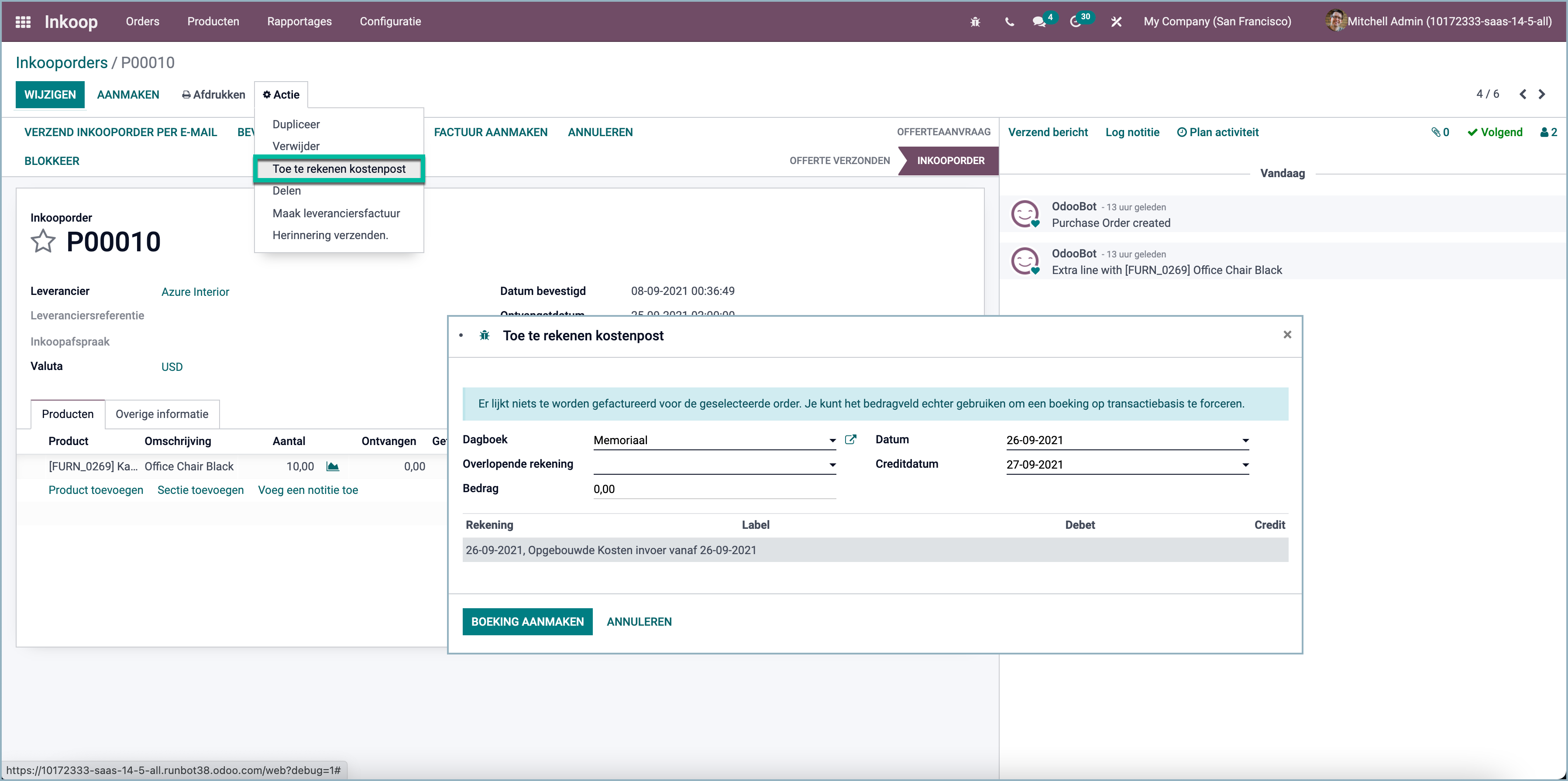 Deferred Expensesboeking vanaf een inkooporder