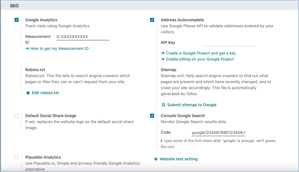 Odoo SEO Instellingen
