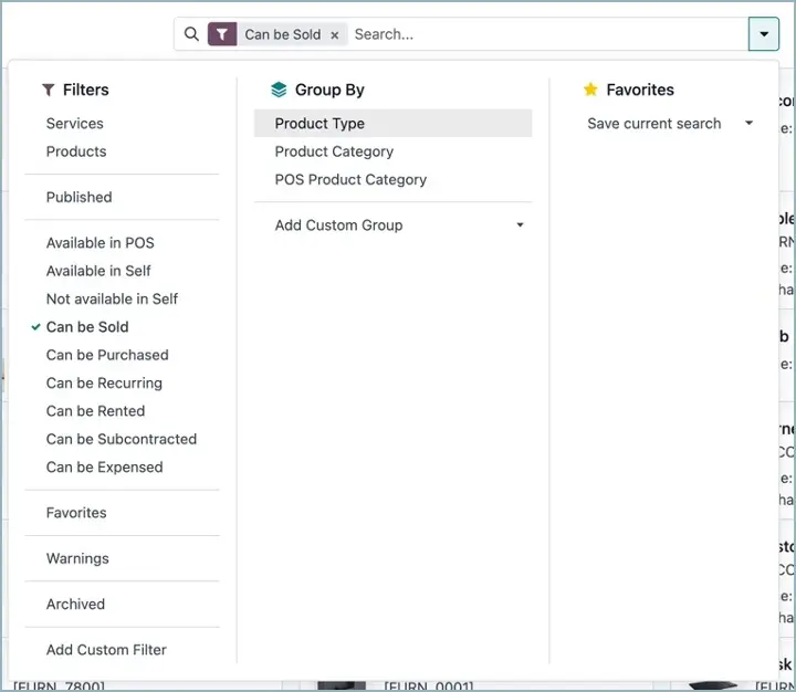 Odoo Zoeken, filteren en groeperen zoals je wilt