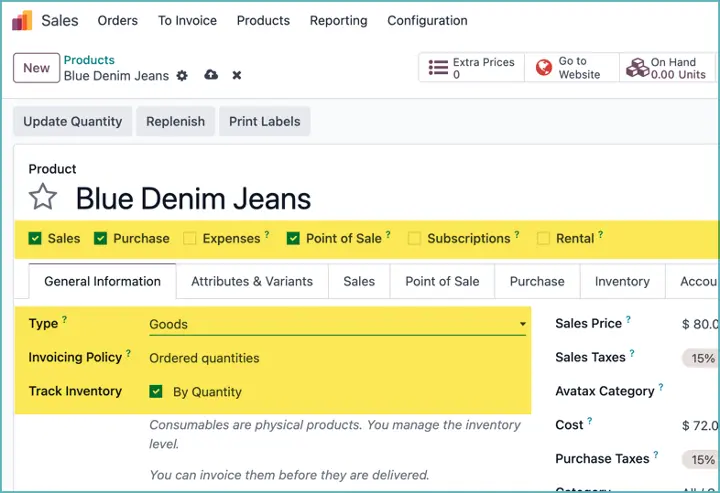 Odoo 18 Product types clarified