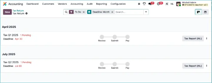 Odoo VAT declaration process