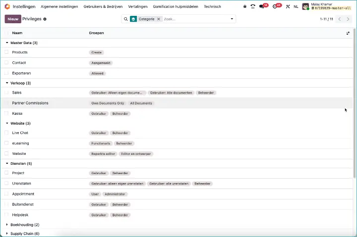 Odoo privileges