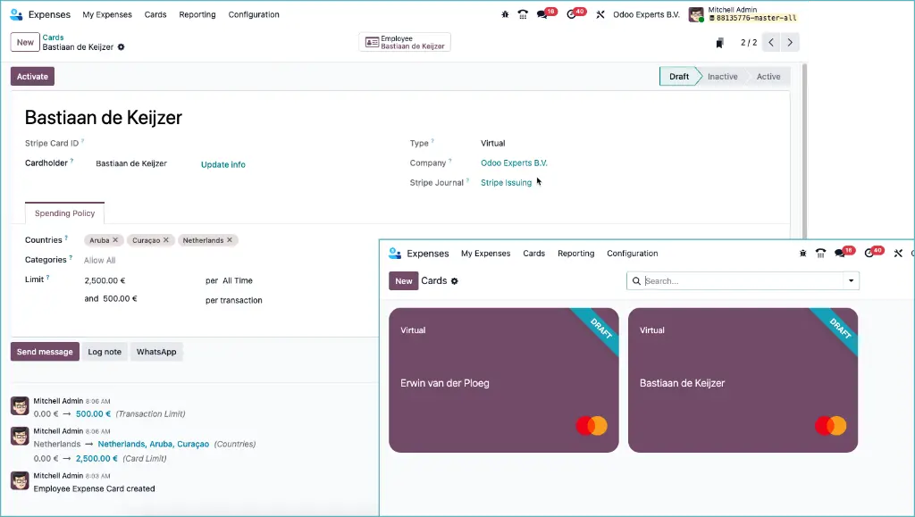 Odoo Stripe Virtual Credit Card solution