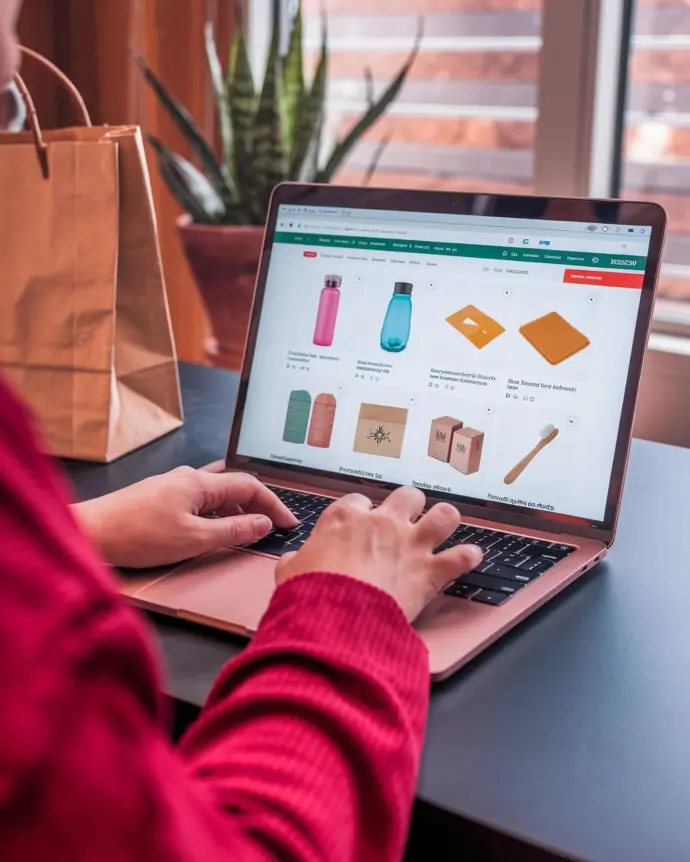 Vrouw bekijkt webshop