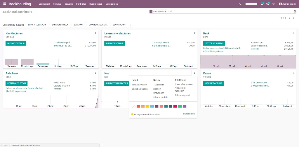 Odoo Boekhouding Dashboard
