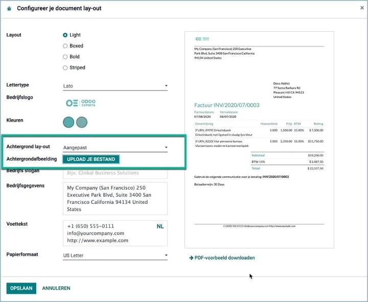 Odoo - Set a background image on your layouts