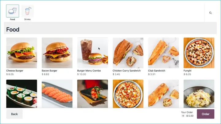 Odoo point of sale Odoo Self-ordering screen