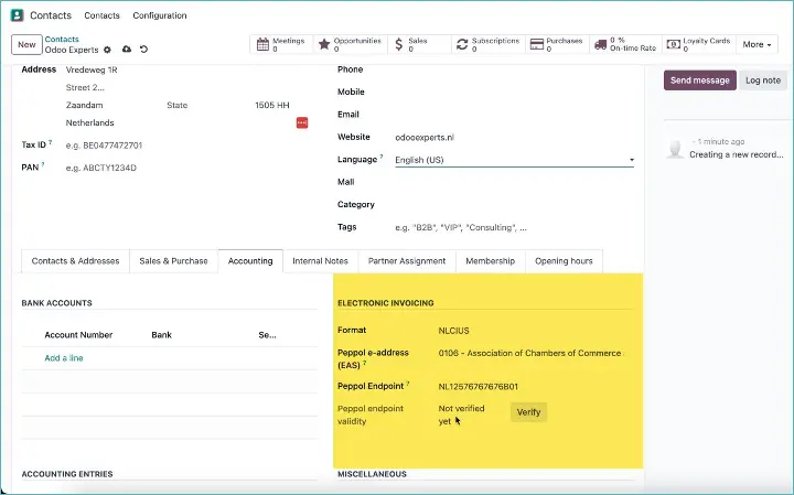 Odoo Peppol Settings