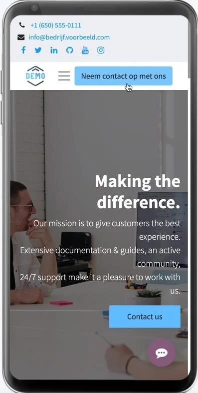 Odoo Website mobile example