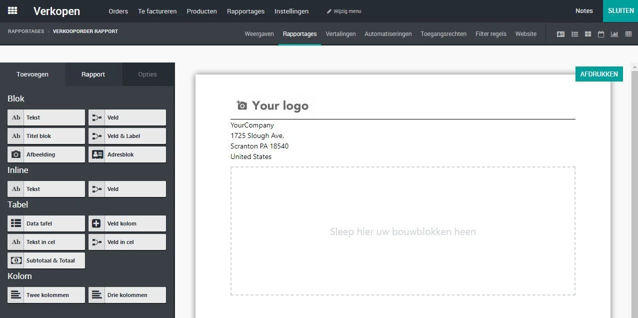 Odoo Studio, create new report