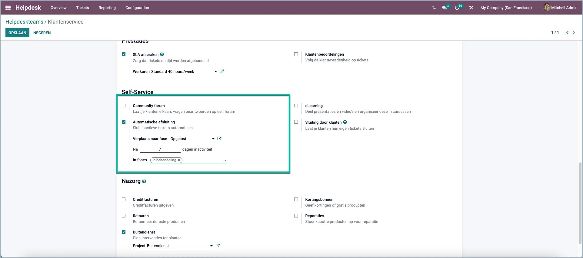 Odoo automatically close a helpdesk ticket