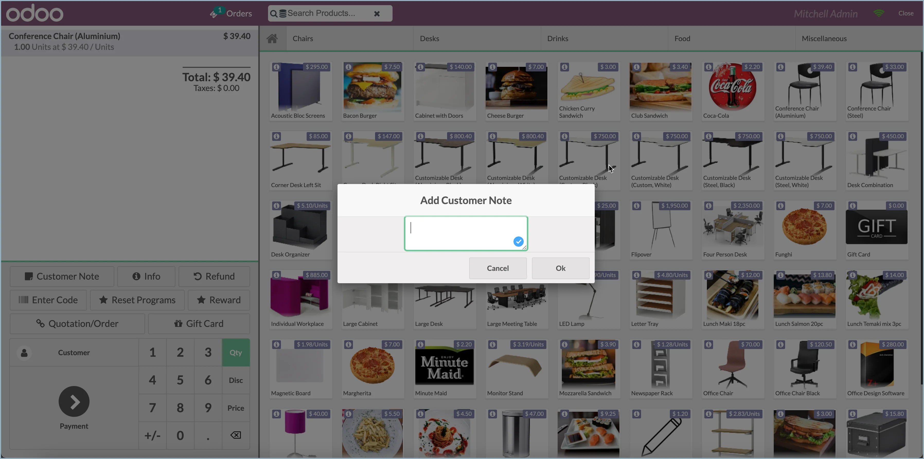 Odoo - Add notes to your POS orders