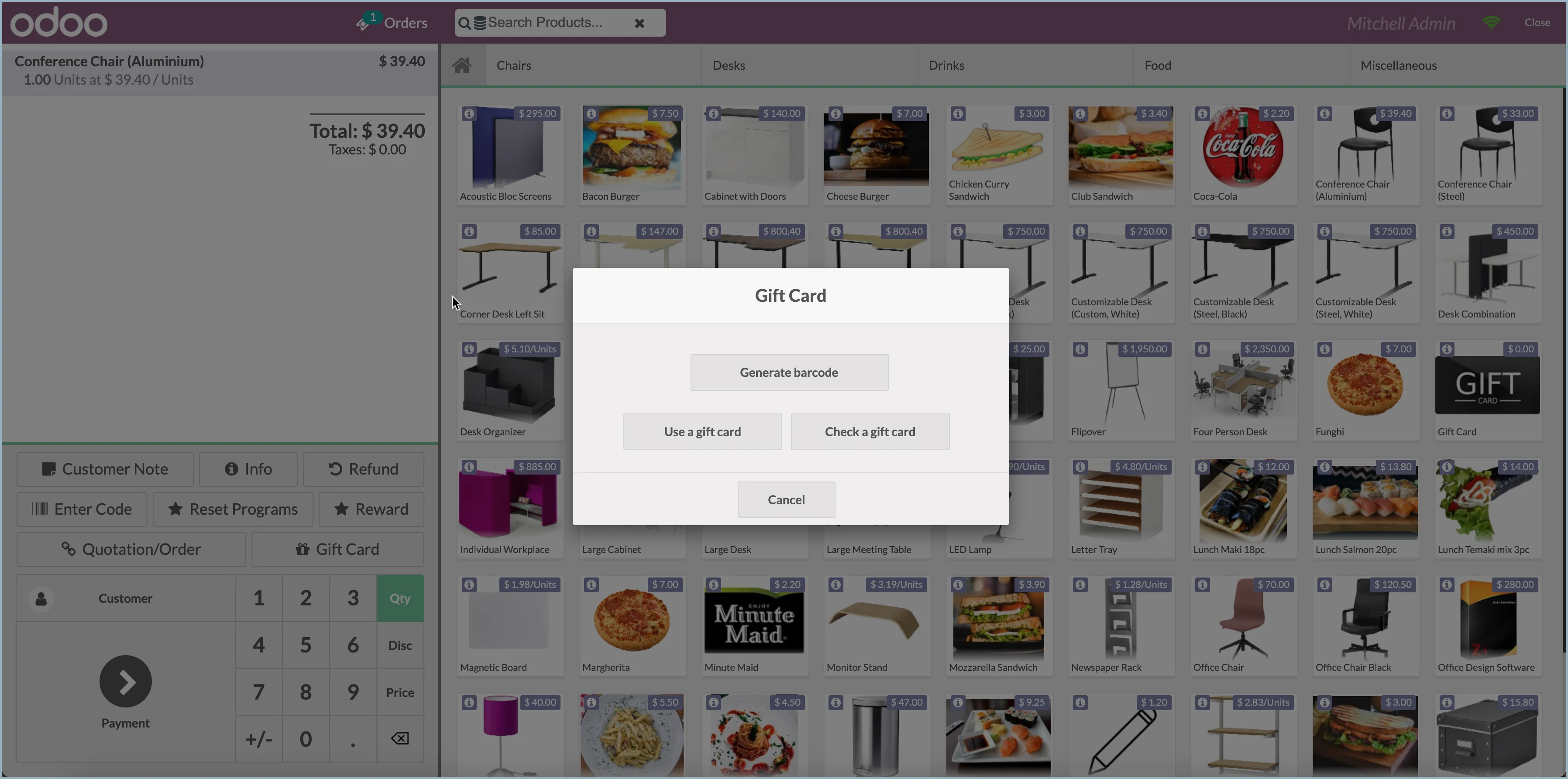 Odoo - Gift/Credit card support
