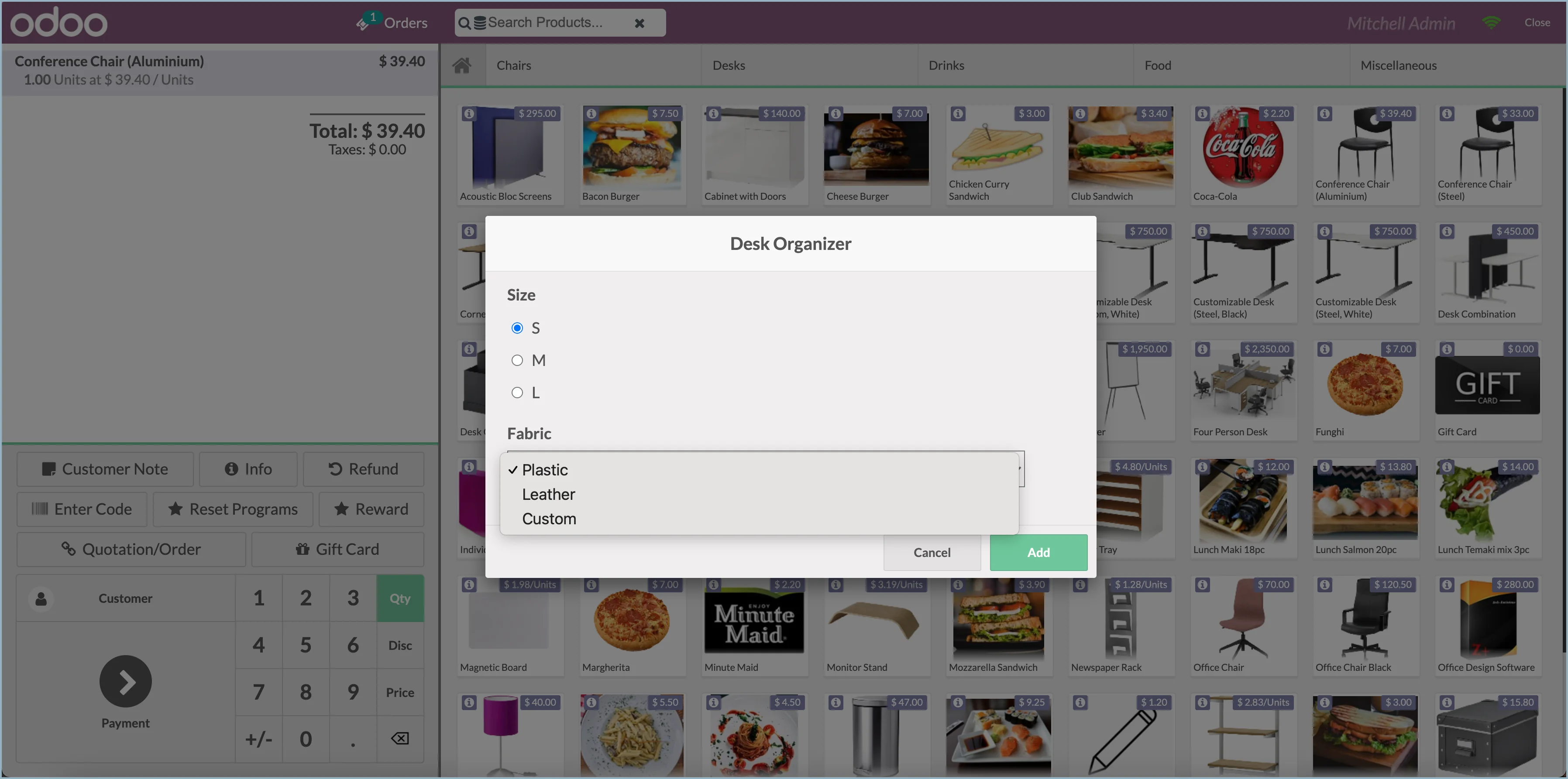 Odoo Point of Sale Product Configurator