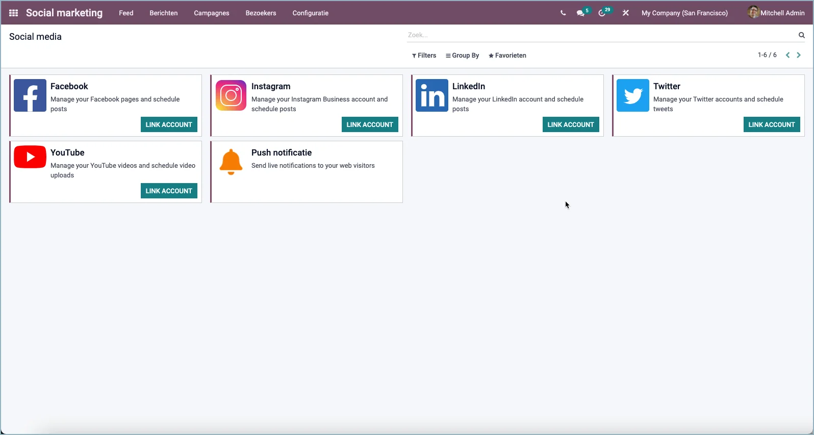 Odoo Social Media Screen