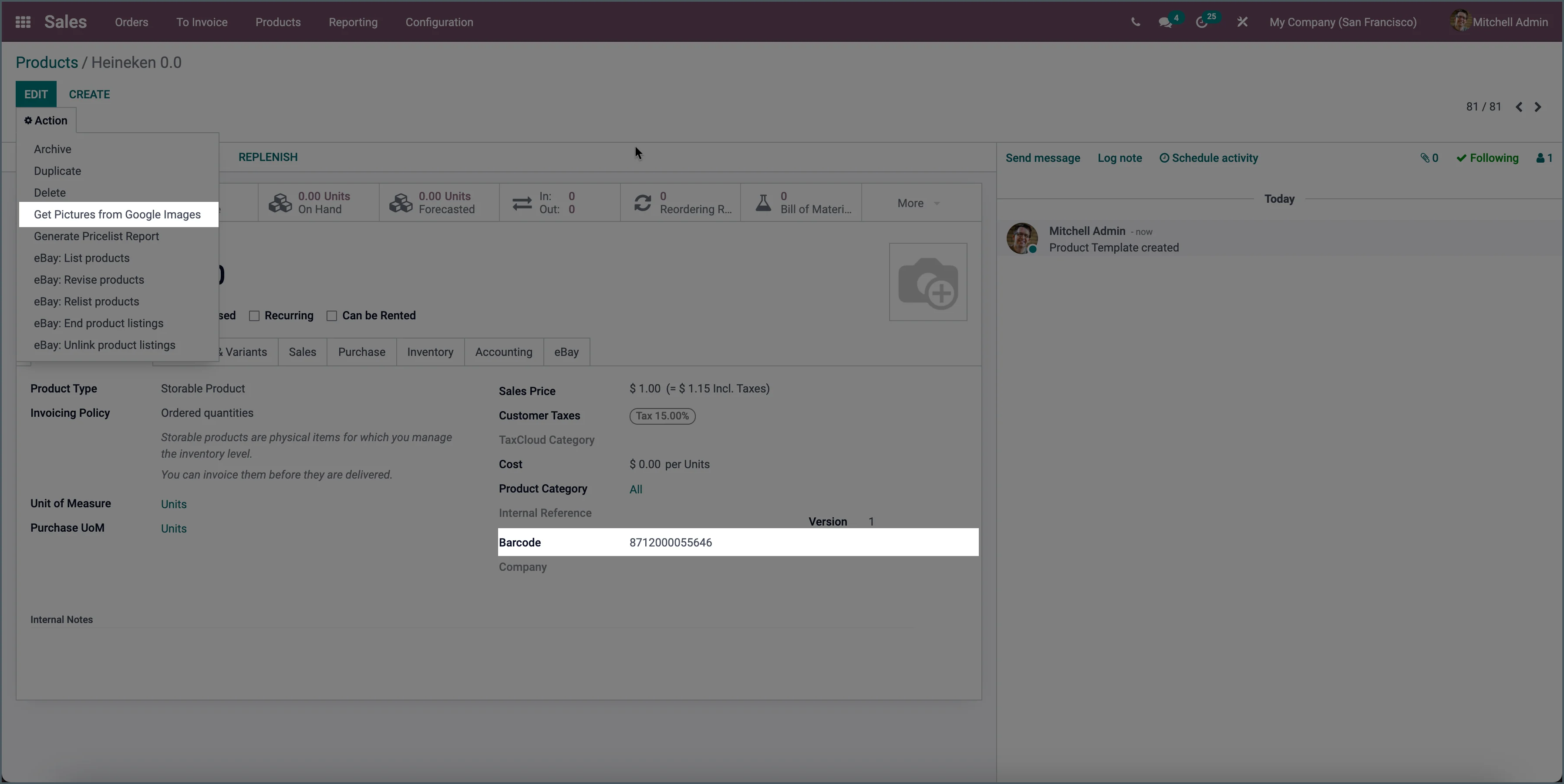 Odoo Google product images