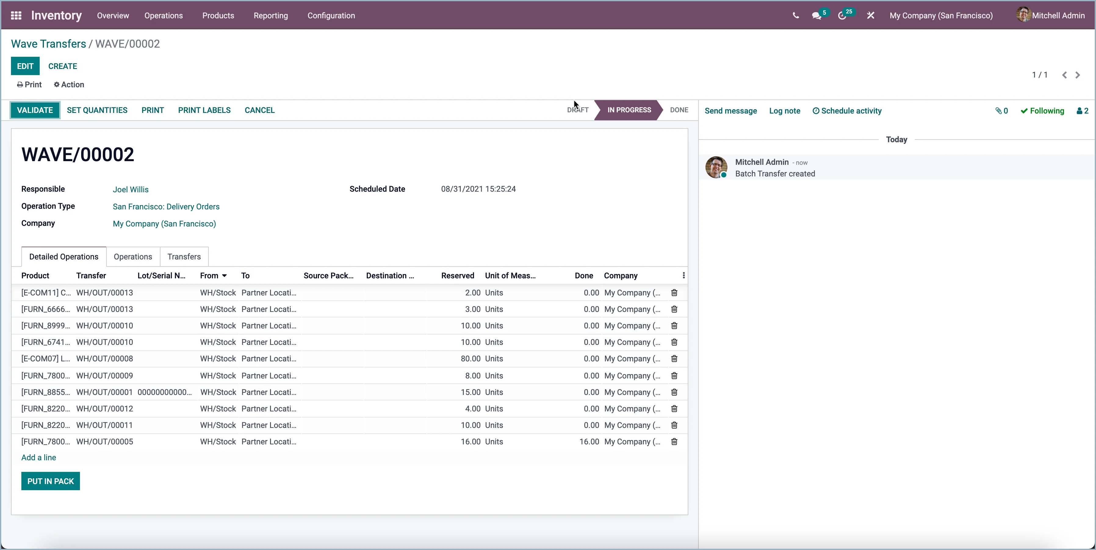 Odoo Wave Picking