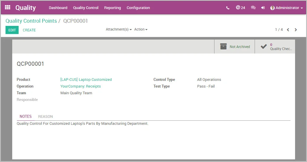 Odoo Quality Screen