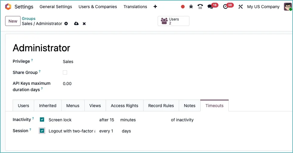 Odoo re-authentication after inactivity