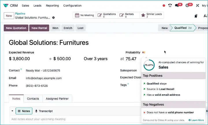 Odoo crm lead score