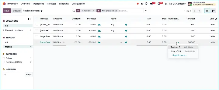 Odoo Replenish Inventory