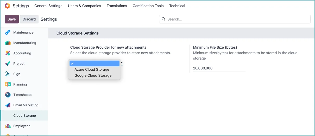 Cloud Storage Integratie in Odoo