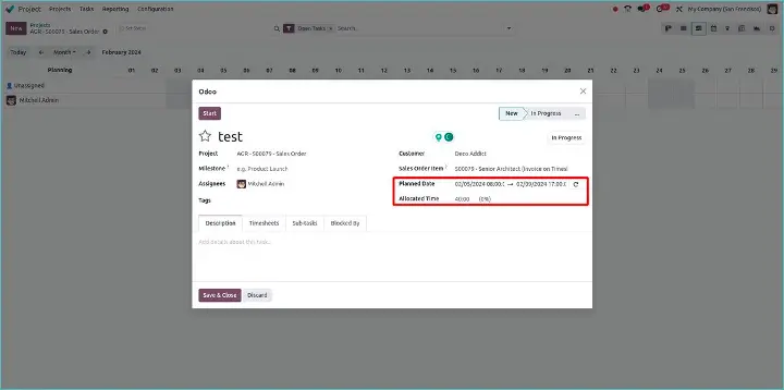 Odoo - Toegewezen tijd op basis van planning