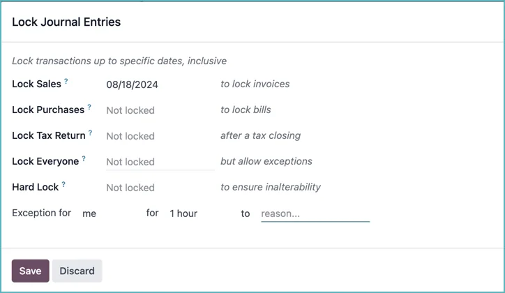 Odoo accounting lock dates