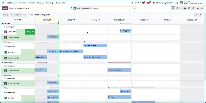 Odoo - Plan buitendiensttaken in op locatie