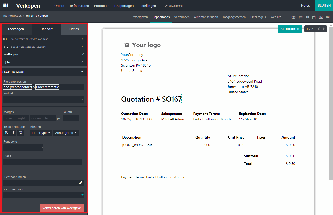 Odoo text and image block