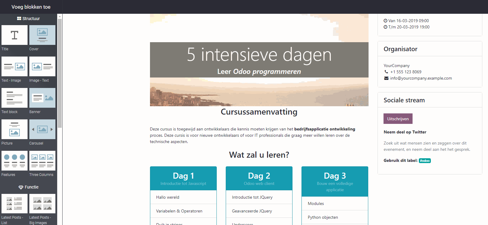 Odoo • Tekst en afbeelding