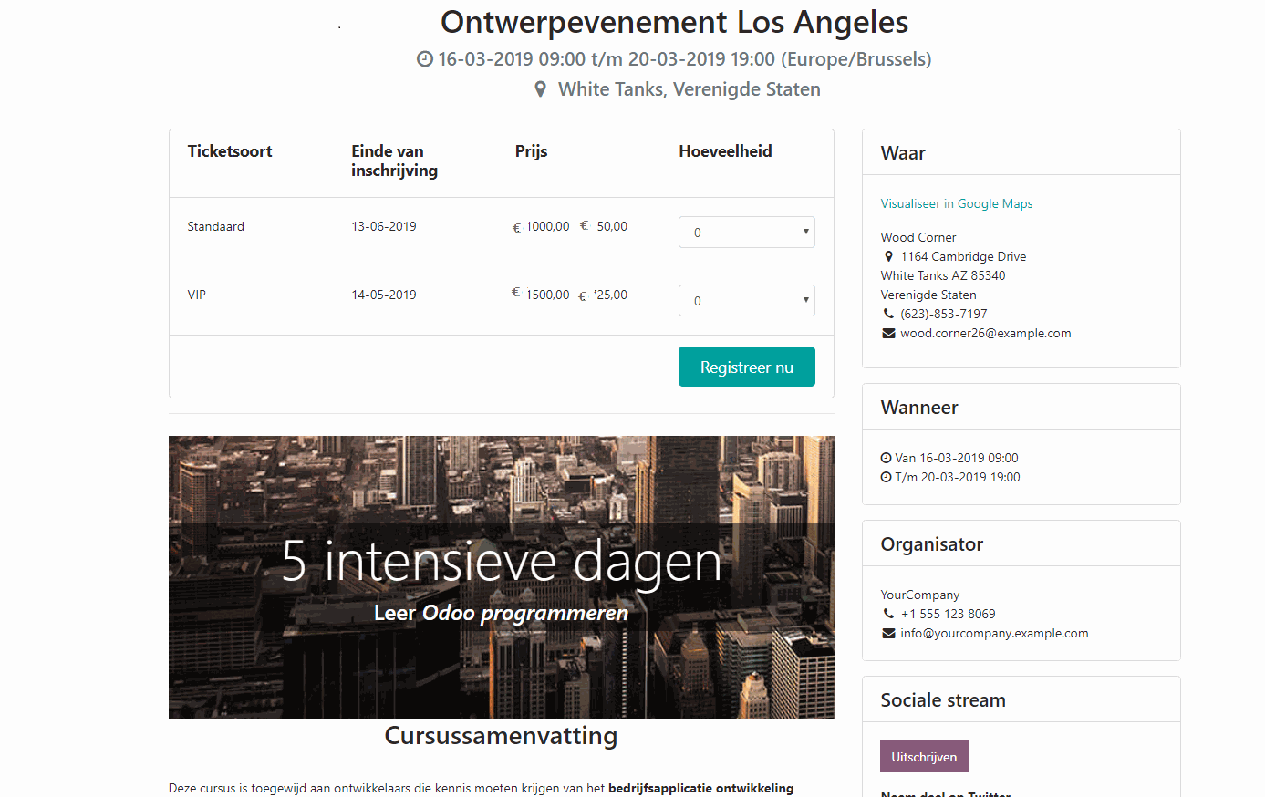 Odoo + afbeelding en tekst