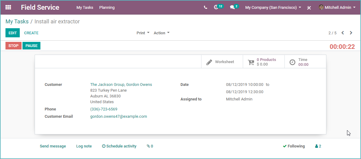 Odoo Field Service Navigate